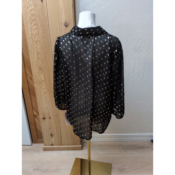 Nanette Lepore Women's Blouse Top Size XL Very Black & Gold NWT Metallic - Picture 7 of 8